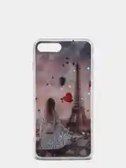 Бежевый чехол Apple iPhone 6 / 6s, 7 / 8 / SE 2020 пластиковый с рисунком, со стразами Стрекоза