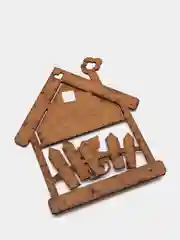 Серый металлик ключница настенная Кошкин дом на 4 ключа