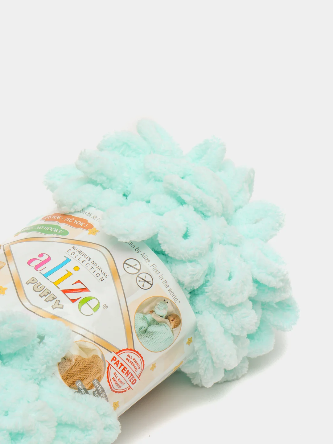 Мятный пряжа Alize Puffy петельки