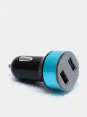 Синий автомобильное зарядное устройство 2USB 2А с дисплеем