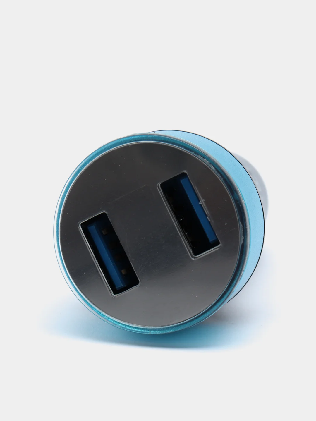 Синий автомобильное зарядное устройство 2USB 2А с дисплеем