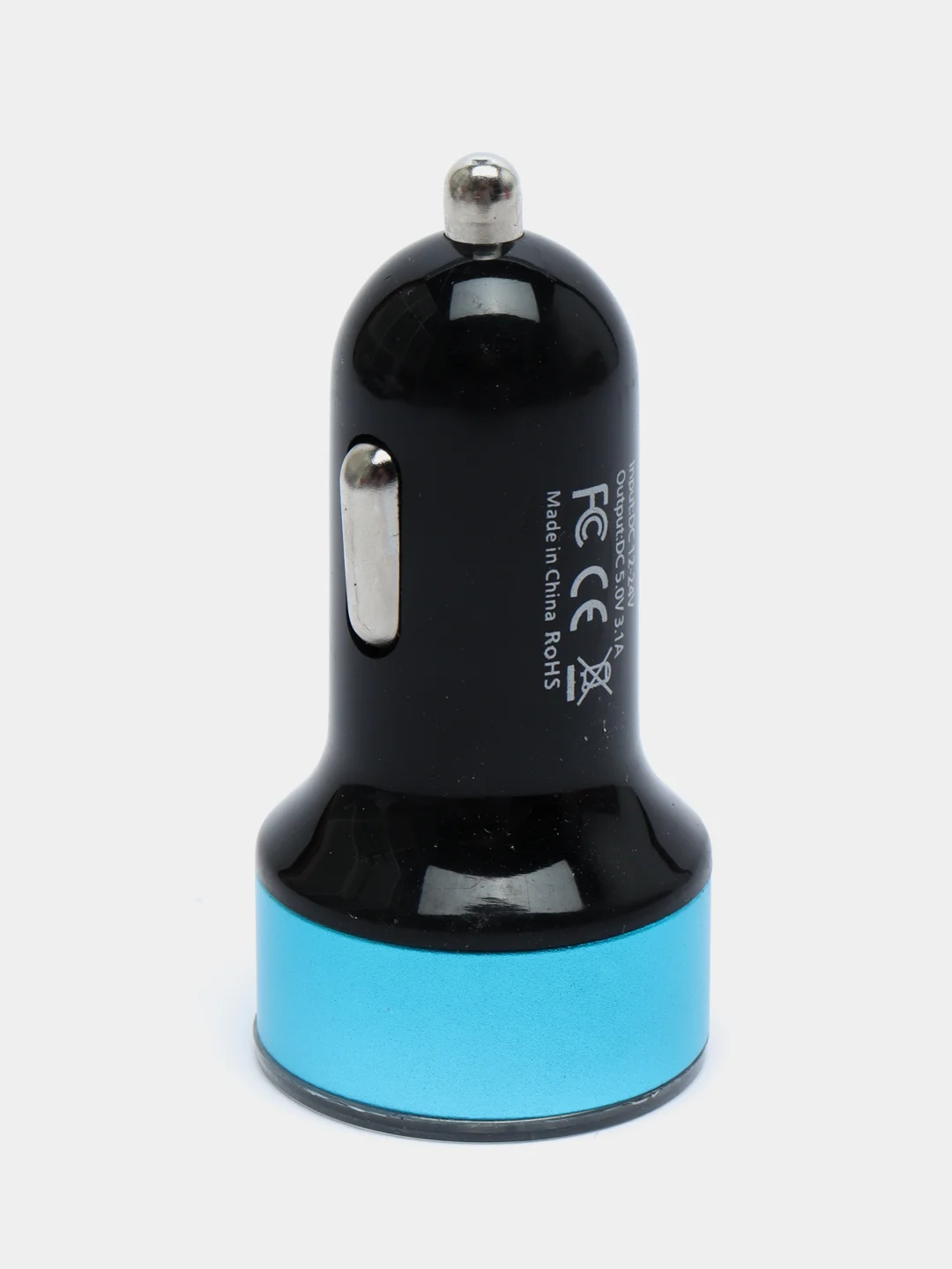 Синий автомобильное зарядное устройство 2USB 2А с дисплеем