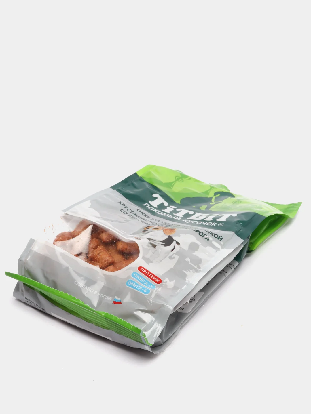 Лакомство для щенков TiTBiT, хрустящие подушечки со вкусом кролика и творога, 95г