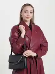 Черный сумка женская через плечо, с цепочкой, из экокожи, черная