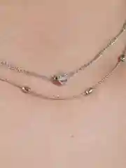 Серебряный цепочка-ожерелье с сердечком, двойное