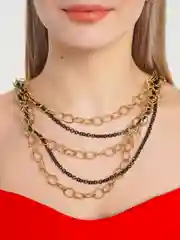 Цепь на шею / Каскад колье / Многослойная цепь на замшевых шнурках