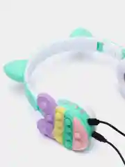 Зеленый беспроводные Bluetooth наушники с кошачьими ушками pop-it, с шумоподавлением, складные