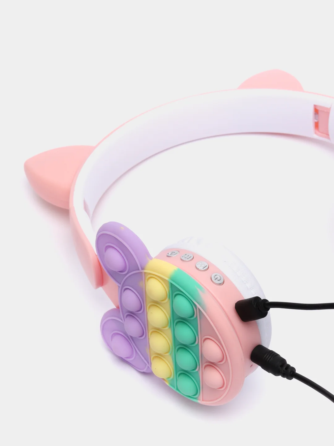 Розовый беспроводные Bluetooth наушники с кошачьими ушками pop-it, с шумоподавлением, складные