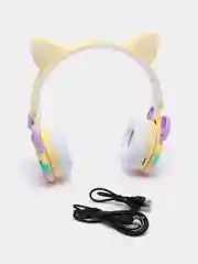 Желтый беспроводные Bluetooth наушники с кошачьими ушками pop-it, с шумоподавлением, складные