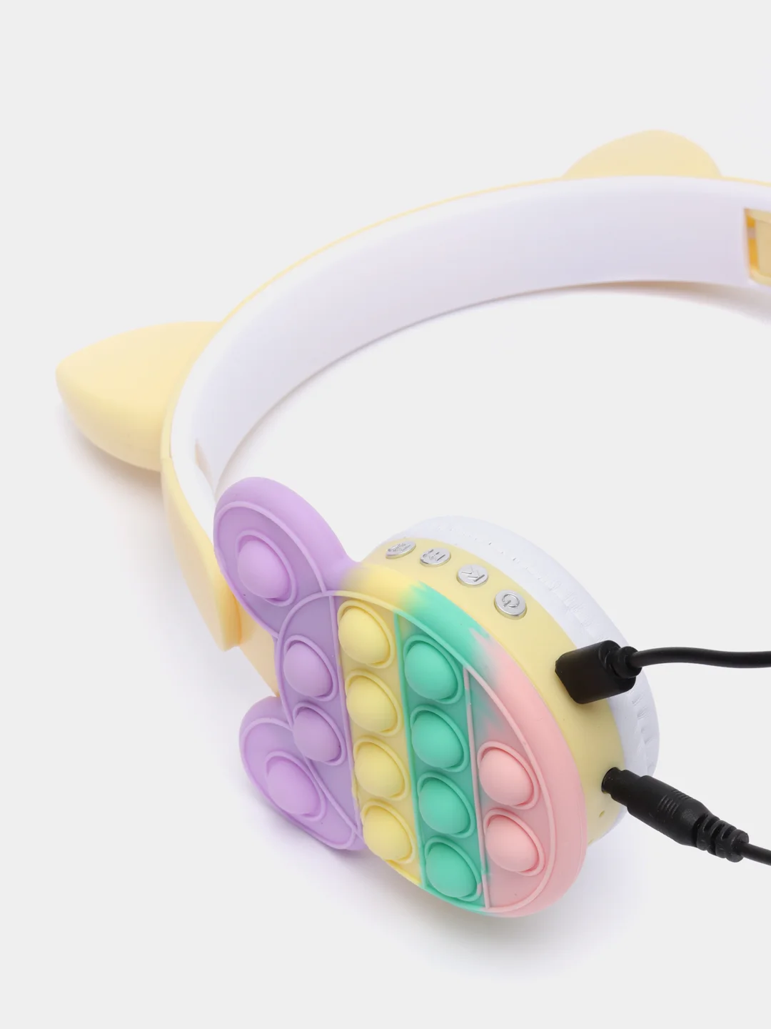 Желтый беспроводные Bluetooth наушники с кошачьими ушками pop-it, с шумоподавлением, складные