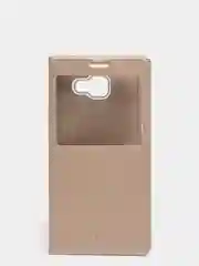 Золотой чехол книжка Samsung Galaxy A7 2016 / SM-A710F, Самсунг Галакси А7 / СМ-А710Ф с окошком
