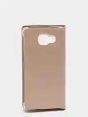 Золотой чехол книжка Samsung Galaxy A7 2016 / SM-A710F, Самсунг Галакси А7 / СМ-А710Ф с окошком