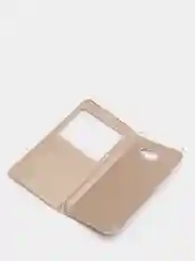 Золотой чехол книжка Samsung Galaxy A7 2016 / SM-A710F, Самсунг Галакси А7 / СМ-А710Ф с окошком
