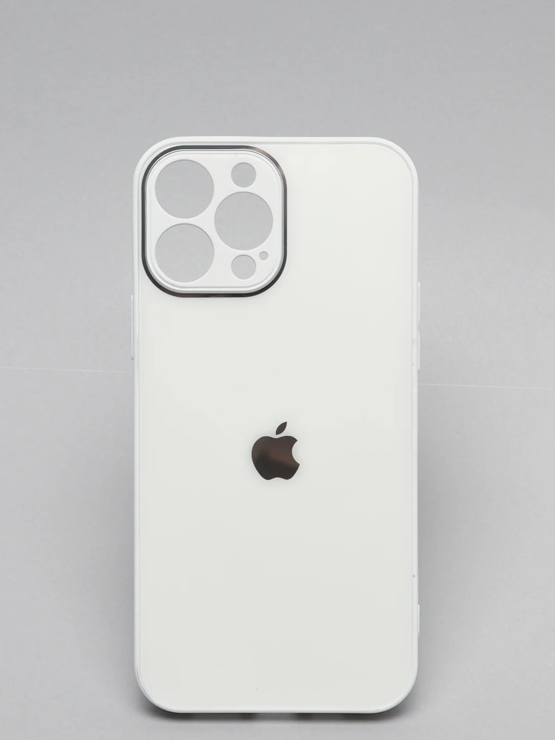 Молочный чехол силиконовый со стеклянной панелью для iPhone 13 Pro Max