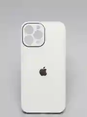 Молочный чехол силиконовый со стеклянной панелью для iPhone 13 Pro Max