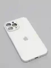Молочный чехол силиконовый со стеклянной панелью для iPhone 13 Pro Max
