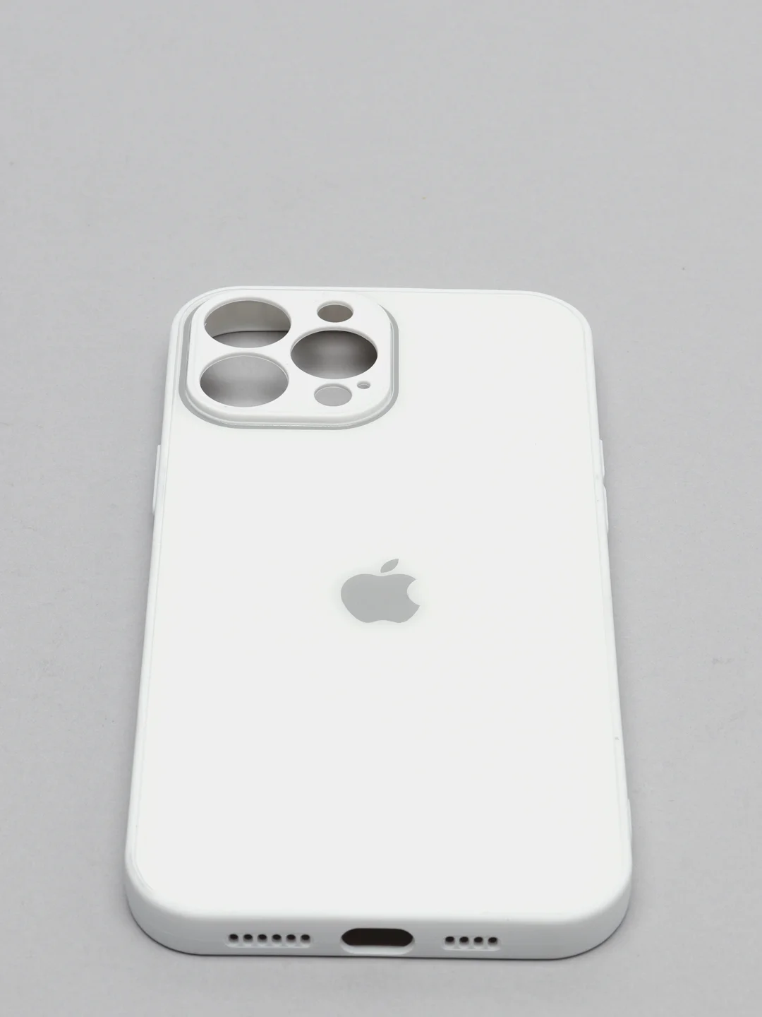 Молочный чехол силиконовый со стеклянной панелью для iPhone 13 Pro Max