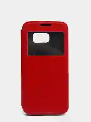 Красный чехол-книга Samsung/Самсунг S7 EDGE,с окном,подставкой