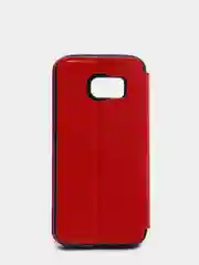 Красный чехол-книга Samsung/Самсунг S7 EDGE,с окном,подставкой