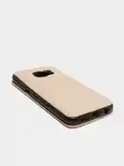 Золотой чехол-книга Samsung/Самсунг S7 EDGE,с окном,подставкой