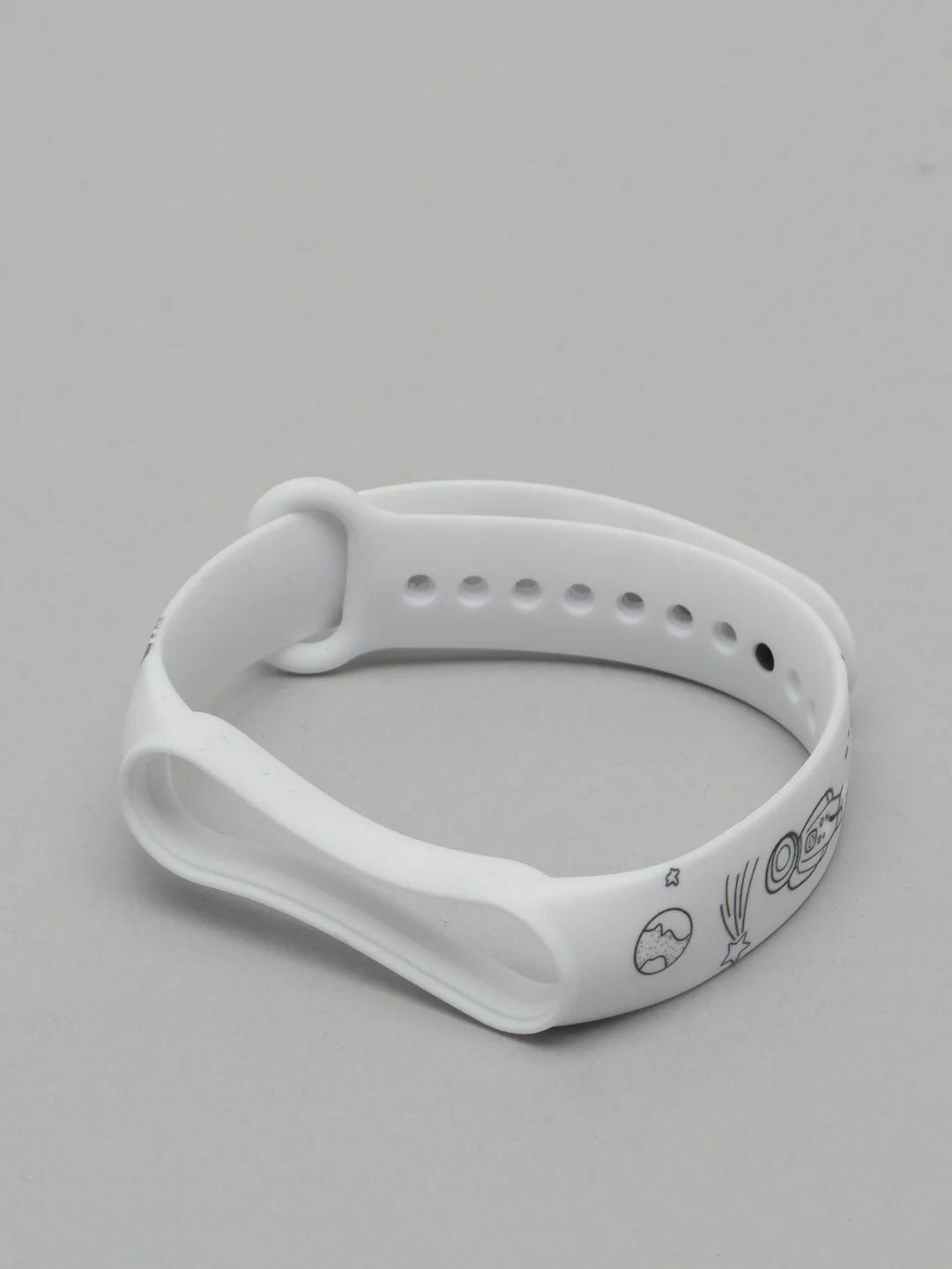 Бежевый ремешок Mi Band 5 / Mi Band 6, с рисунком, силиконовый