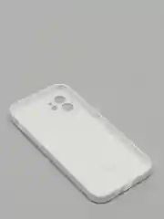 Белый силиконовый чехол iPhone 12, Silicone Case, с закрытым низом и защитой камеры