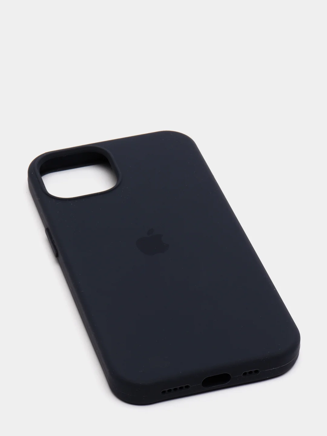 Темно-синий чехол для iPhone 13 Silicone Case закрытый низ с логотипом