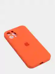 Оранжевый силиконовый чехол iPhone 12 Pro, Silicone Case, с закрытым низом и защитой камеры