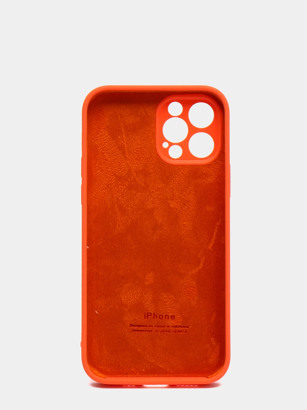 Оранжевый силиконовый чехол iPhone 12 Pro, Silicone Case, с закрытым низом и защитой камеры