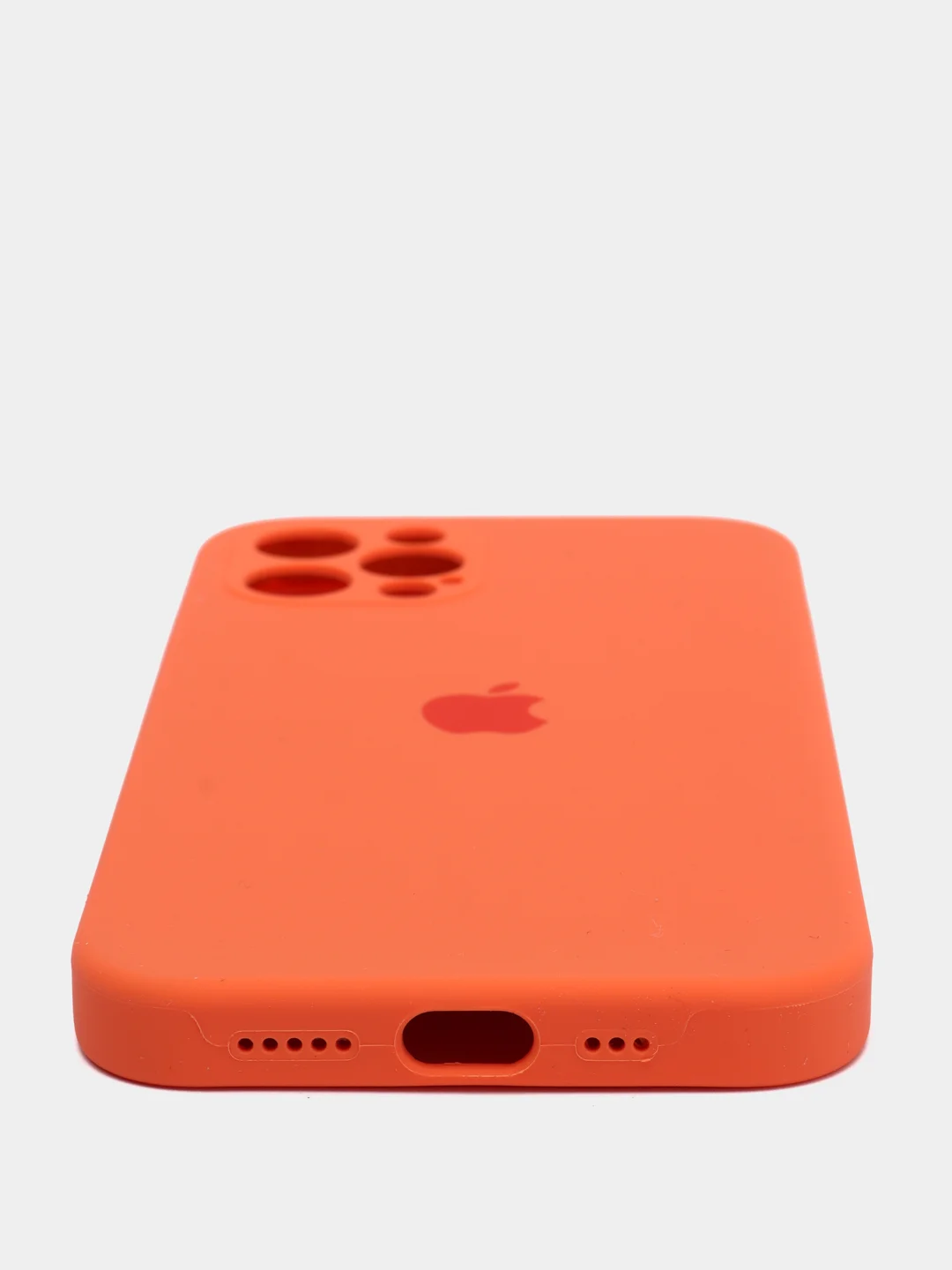 Оранжевый силиконовый чехол iPhone 12 Pro, Silicone Case, с закрытым низом и защитой камеры