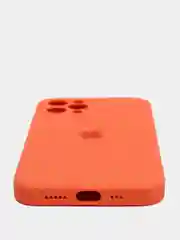 Оранжевый силиконовый чехол iPhone 12 Pro, Silicone Case, с закрытым низом и защитой камеры