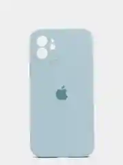 Небесно-голубой силиконовый чехол iPhone 12, Silicone Case, с закрытым низом и защитой камеры