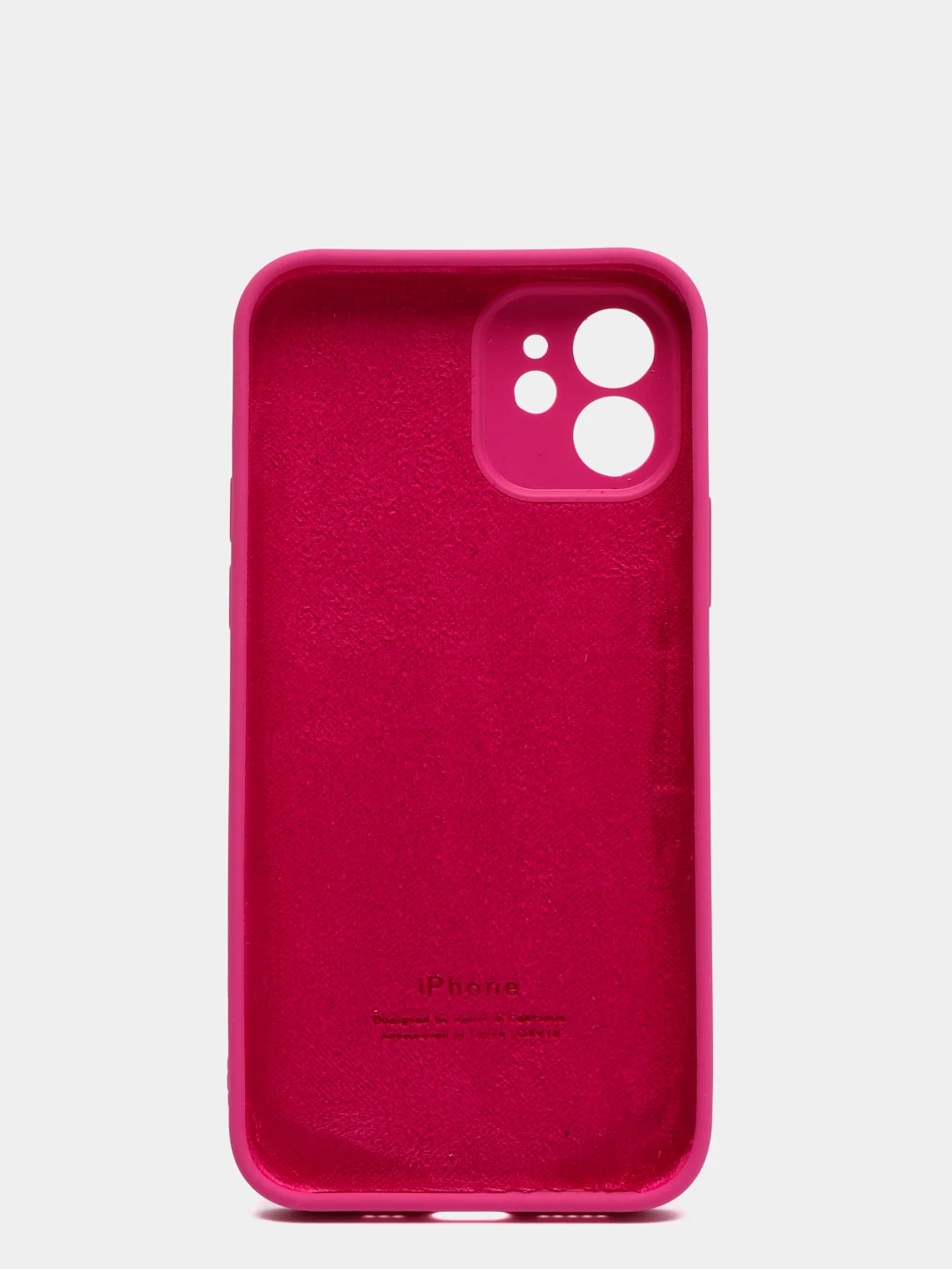 Вишнёвый силиконовый чехол iPhone 12, Silicone Case, с закрытым низом и защитой камеры