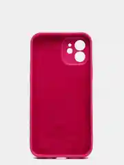 Вишнёвый силиконовый чехол iPhone 12, Silicone Case, с закрытым низом и защитой камеры