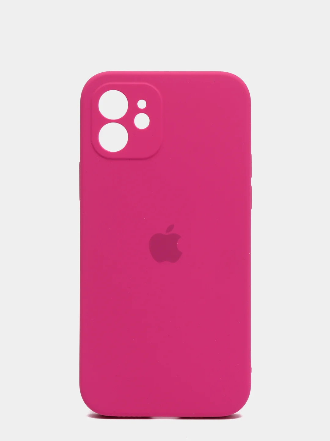 Вишнёвый силиконовый чехол iPhone 12, Silicone Case, с закрытым низом и защитой камеры