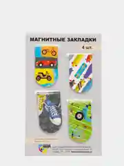 Белый закладки магнитные "Спорт и машины", в наборе 4 закладки