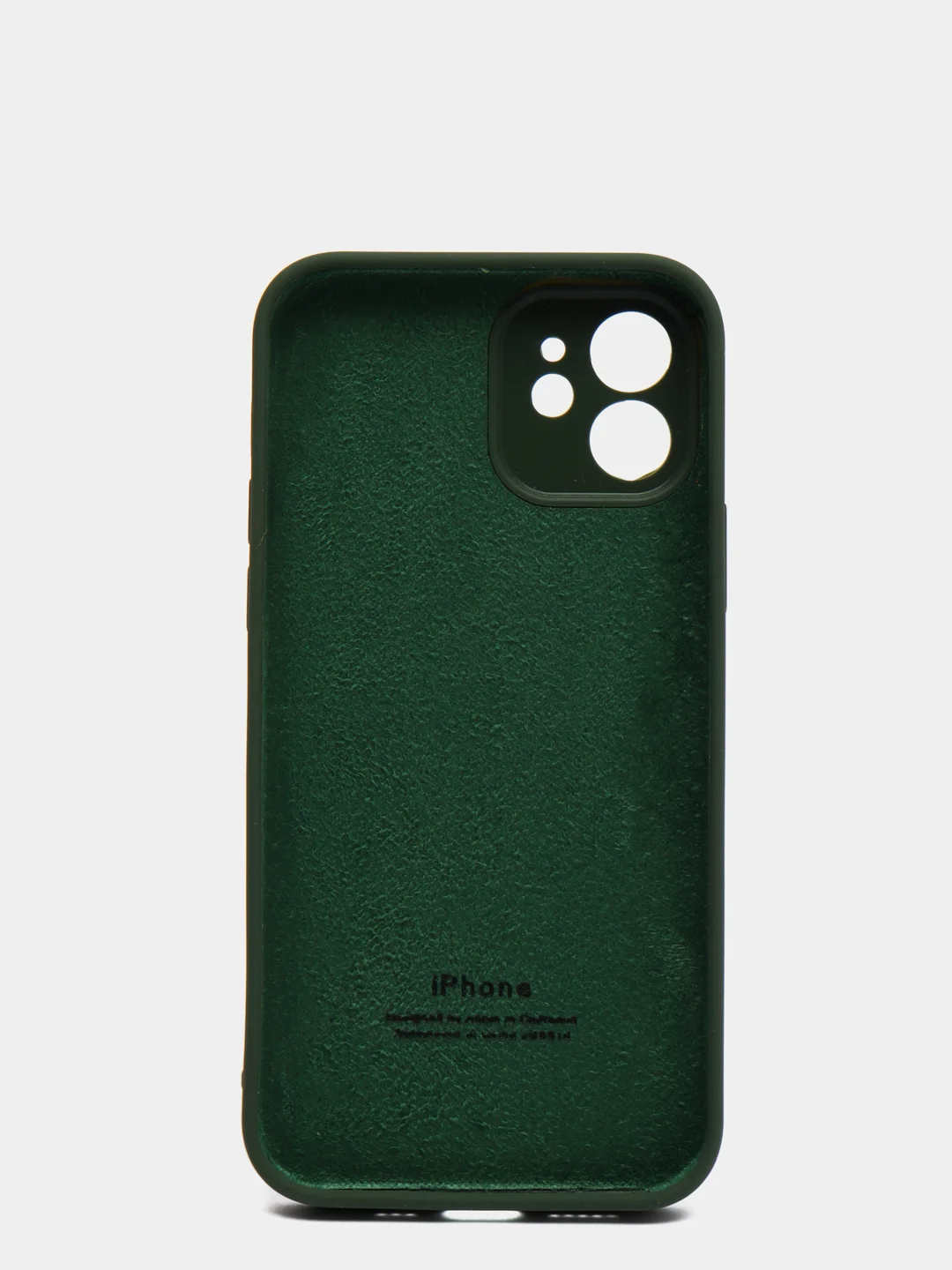 Зеленый силиконовый чехол iPhone 12, Silicone Case, с закрытым низом и защитой камеры