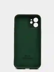 Зеленый силиконовый чехол iPhone 12, Silicone Case, с закрытым низом и защитой камеры