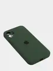 Зеленый силиконовый чехол iPhone 12, Silicone Case, с закрытым низом и защитой камеры