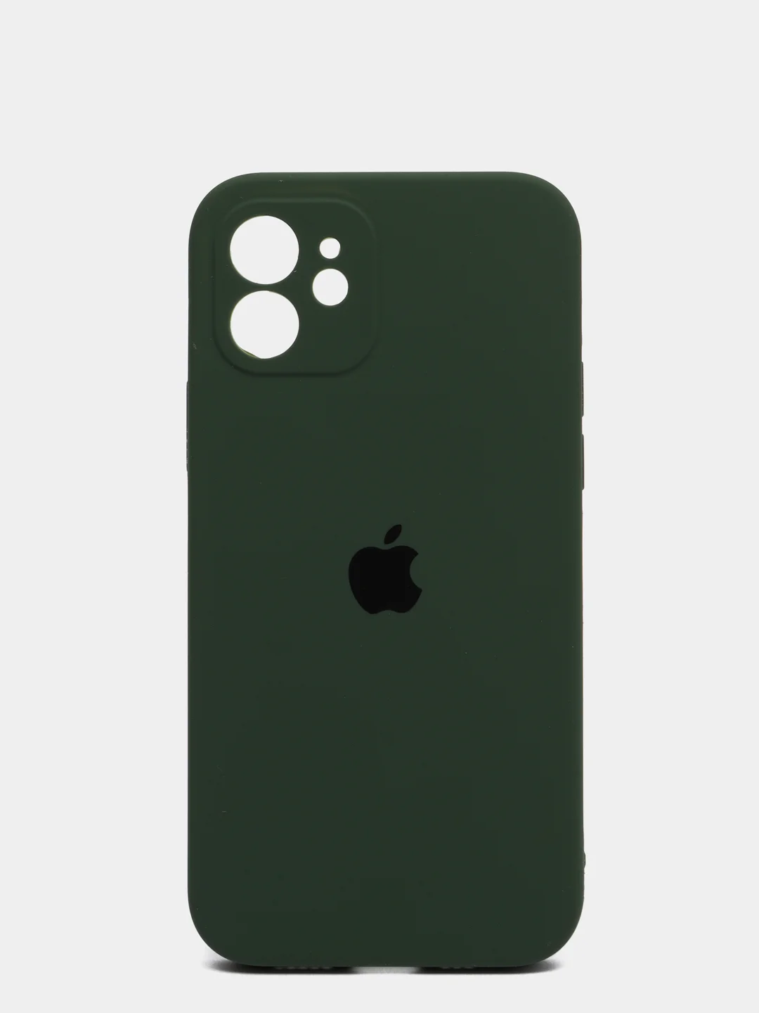 Зеленый силиконовый чехол iPhone 12, Silicone Case, с закрытым низом и защитой камеры