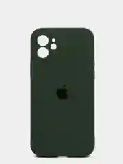 Зеленый силиконовый чехол iPhone 12, Silicone Case, с закрытым низом и защитой камеры