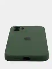 Зеленый силиконовый чехол iPhone 12, Silicone Case, с закрытым низом и защитой камеры