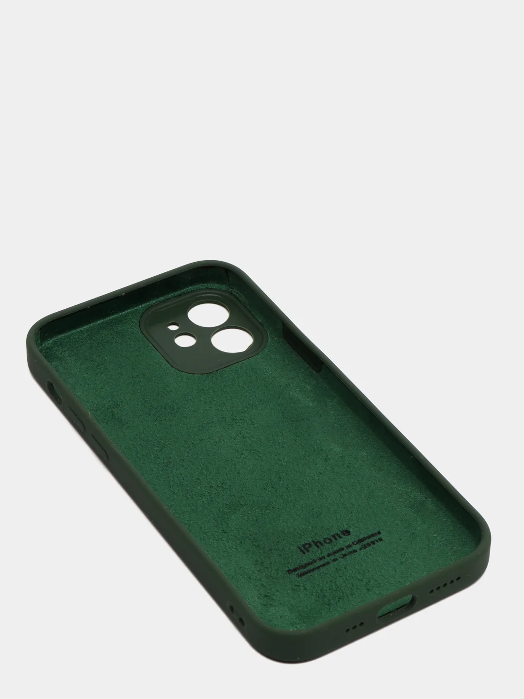 Зеленый силиконовый чехол iPhone 12, Silicone Case, с закрытым низом и защитой камеры