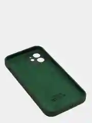 Зеленый силиконовый чехол iPhone 12, Silicone Case, с закрытым низом и защитой камеры