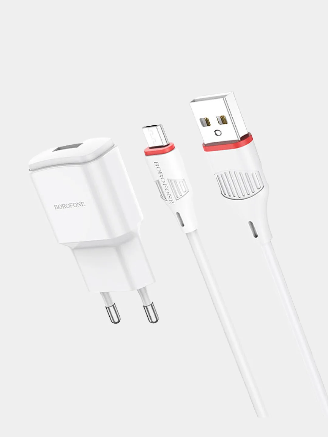 Белый блок питания для Android Micro-USB Borofone BA48A, 2.1A