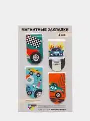Горчичный закладки магнитные "Спорт и машины", в наборе 4 закладки