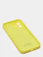 Желтый силиконовый чехол iPhone 12, Silicone Case, с закрытым низом и защитой камеры