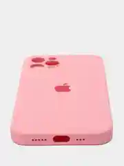 Розовый силиконовый чехол iPhone 12 Pro, Silicone Case, с закрытым низом и защитой камеры