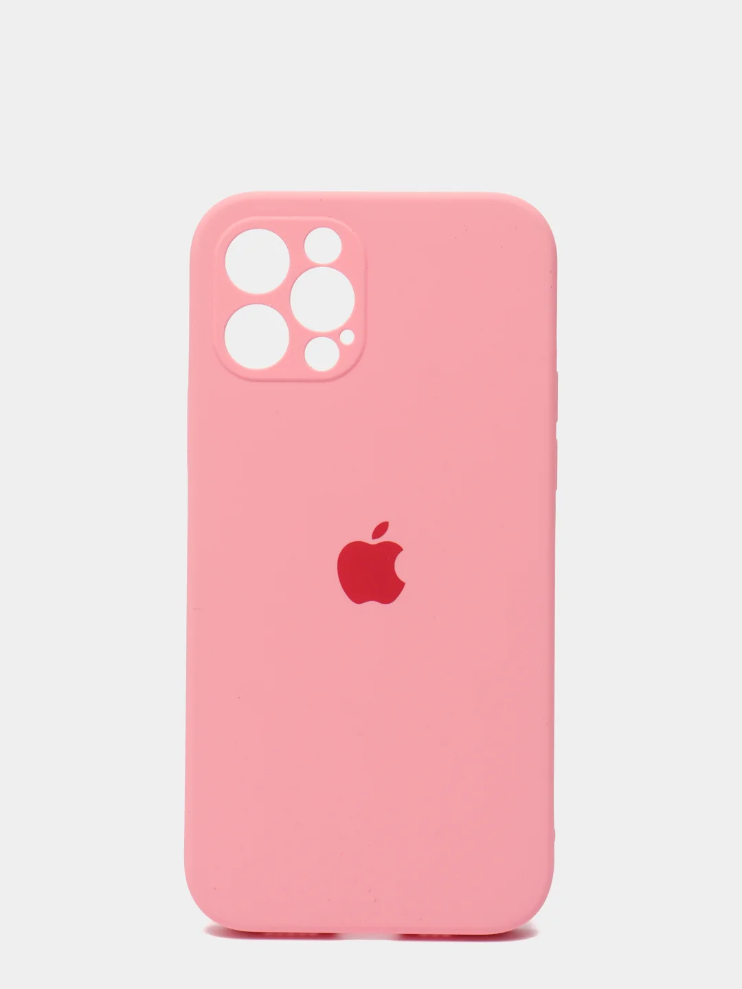 Розовый силиконовый чехол iPhone 12 Pro, Silicone Case, с закрытым низом и защитой камеры
