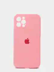Розовый силиконовый чехол iPhone 12 Pro, Silicone Case, с закрытым низом и защитой камеры
